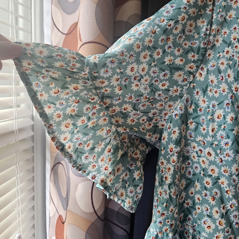 Floral Blue Ruffle Dress - Picture 5 of 5